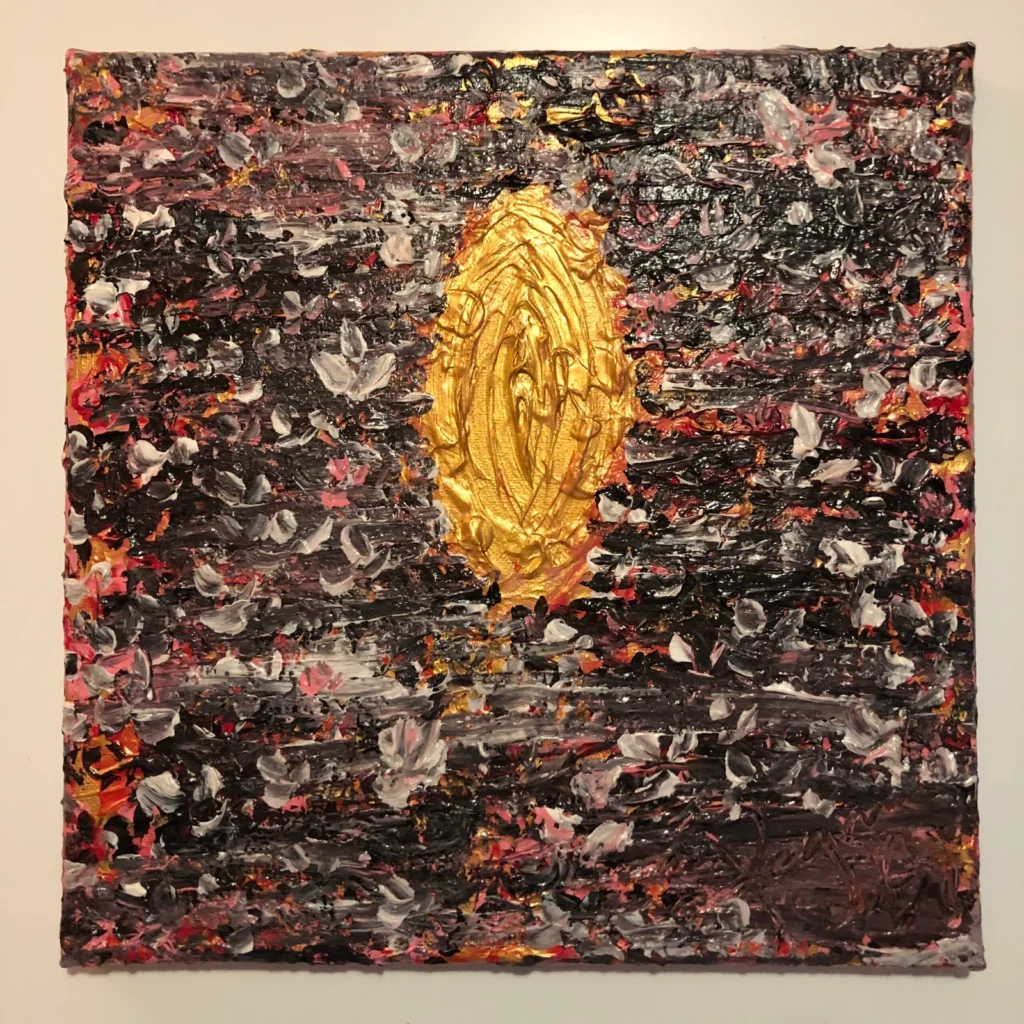 Golden Sphere with Flowers